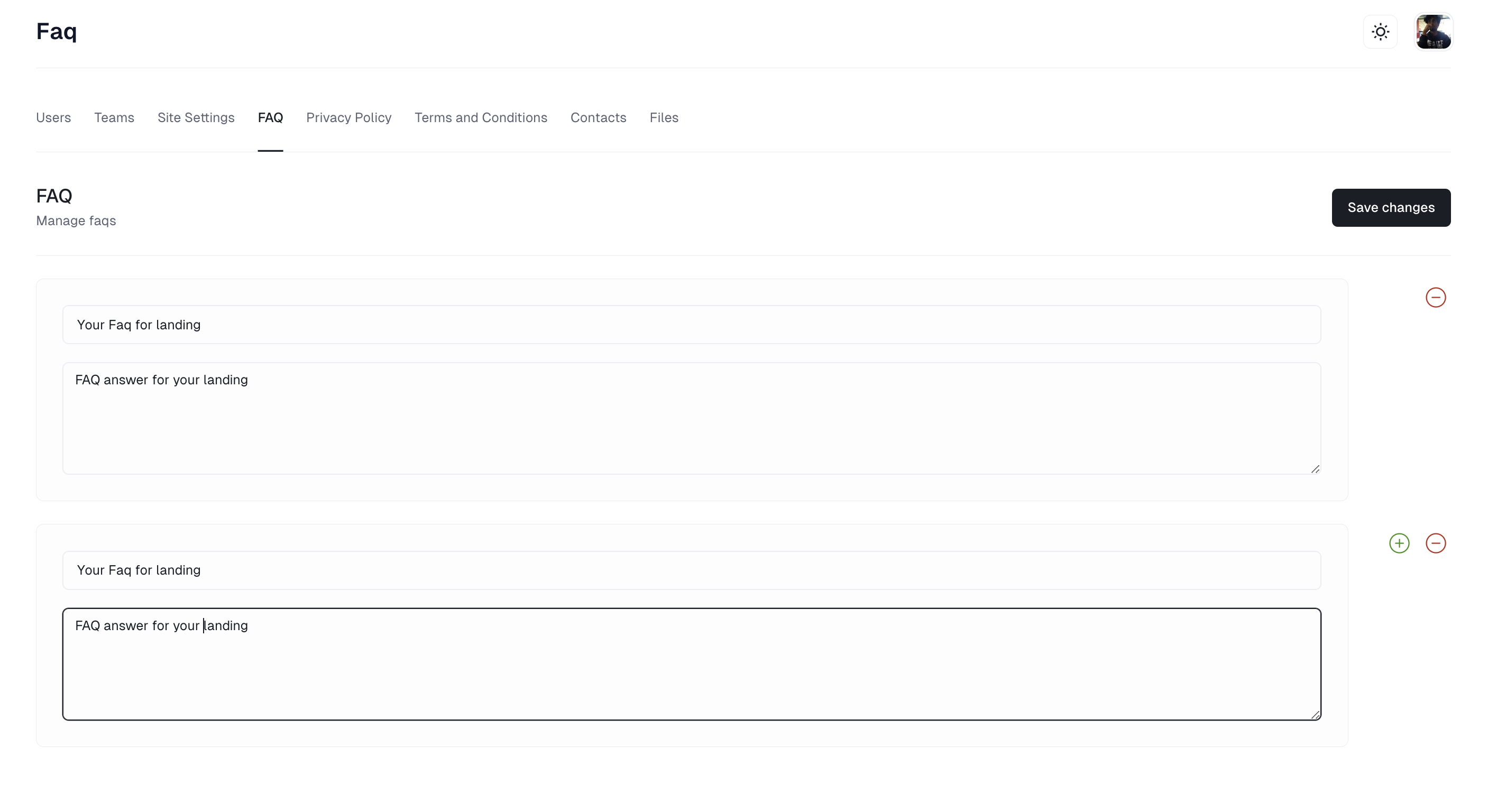 User Profile Settings Preview