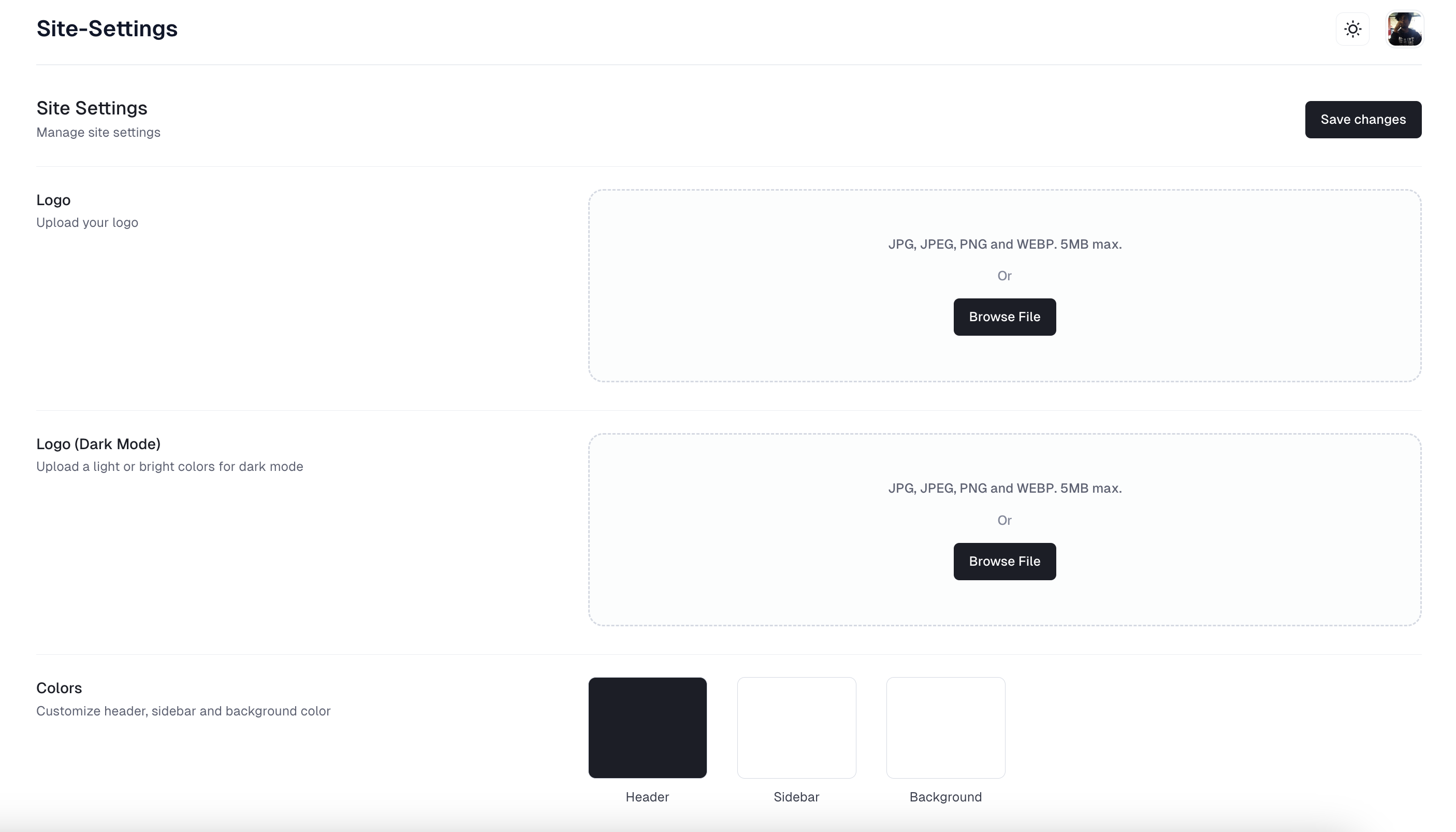 User Profile Settings Preview