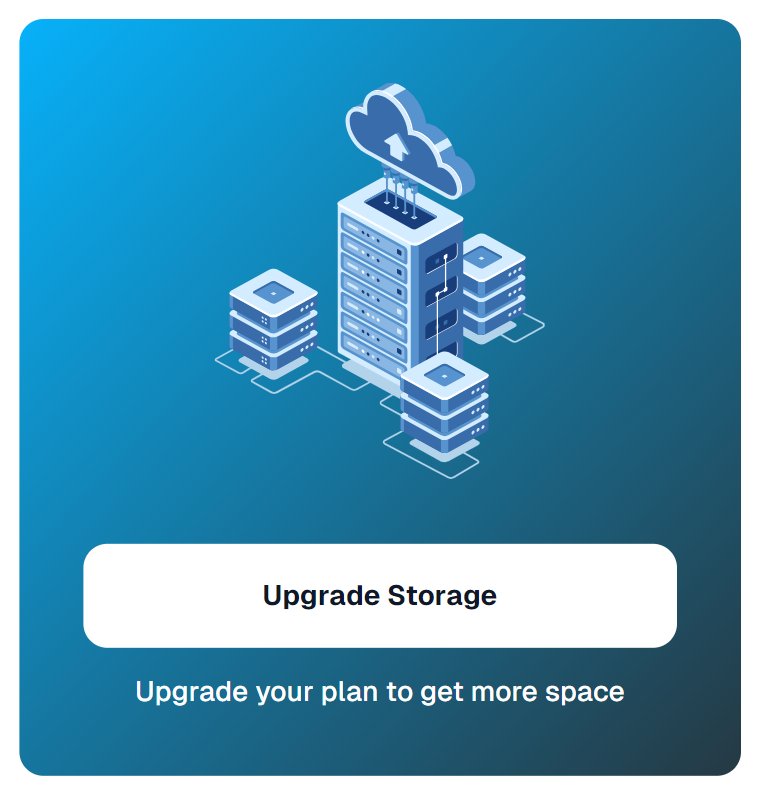 Dashboard Upgarde Storage Banner