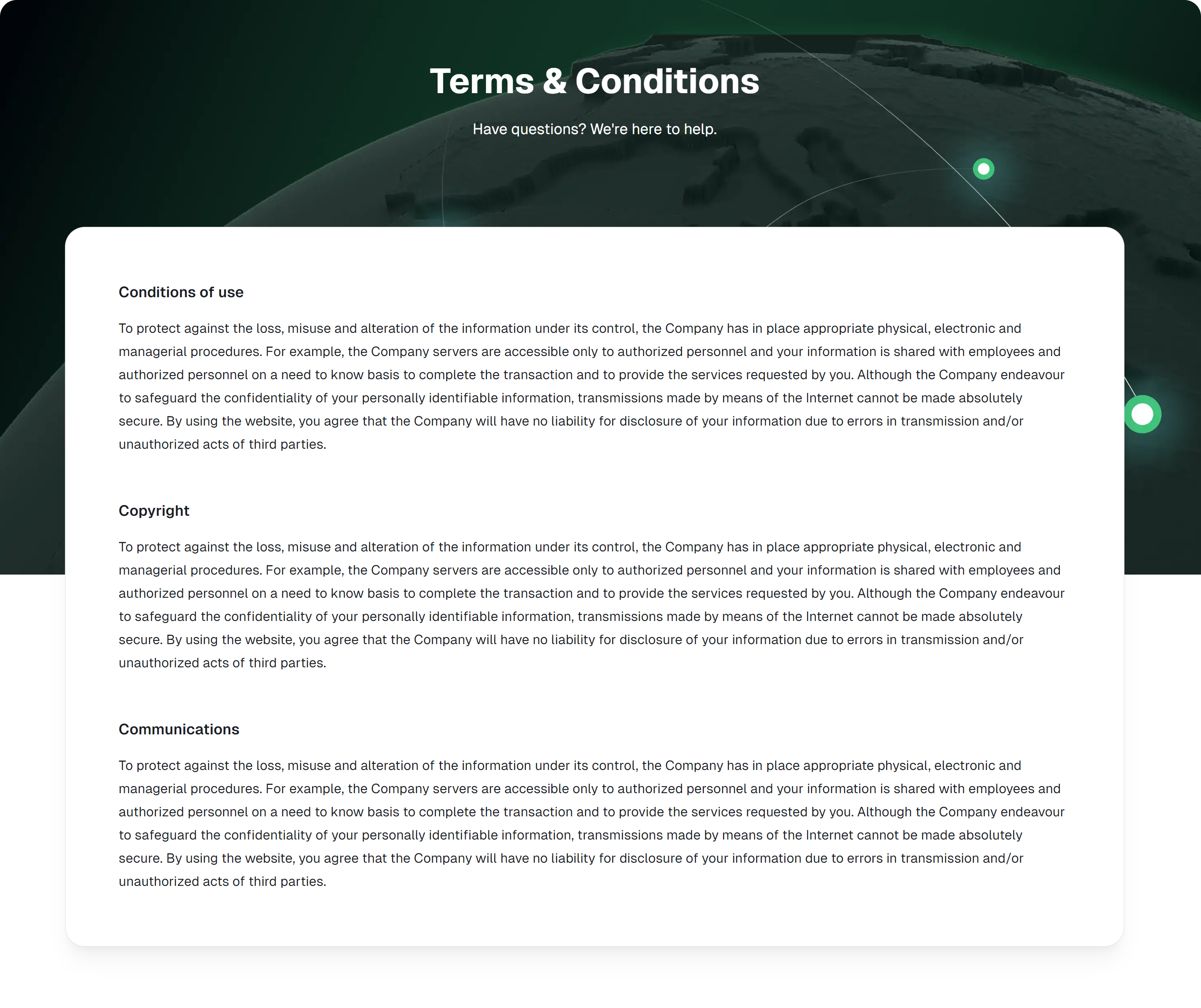 Terms &amp; Conditions