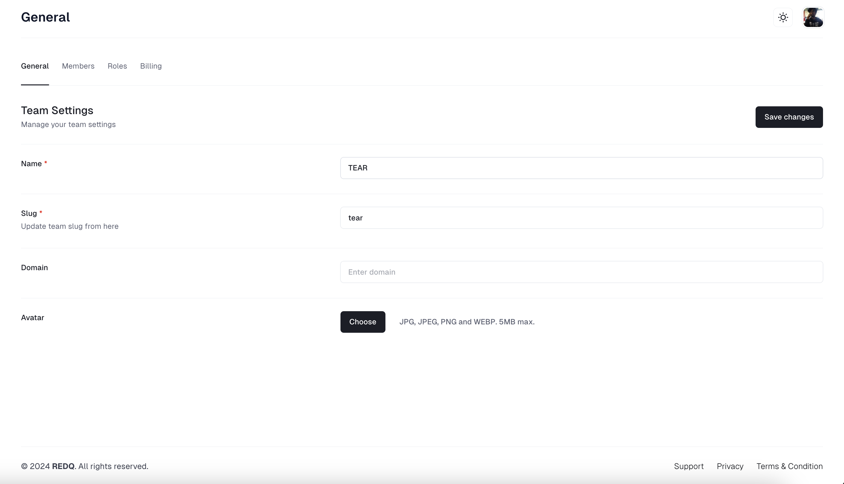 User Profile Settings Preview
