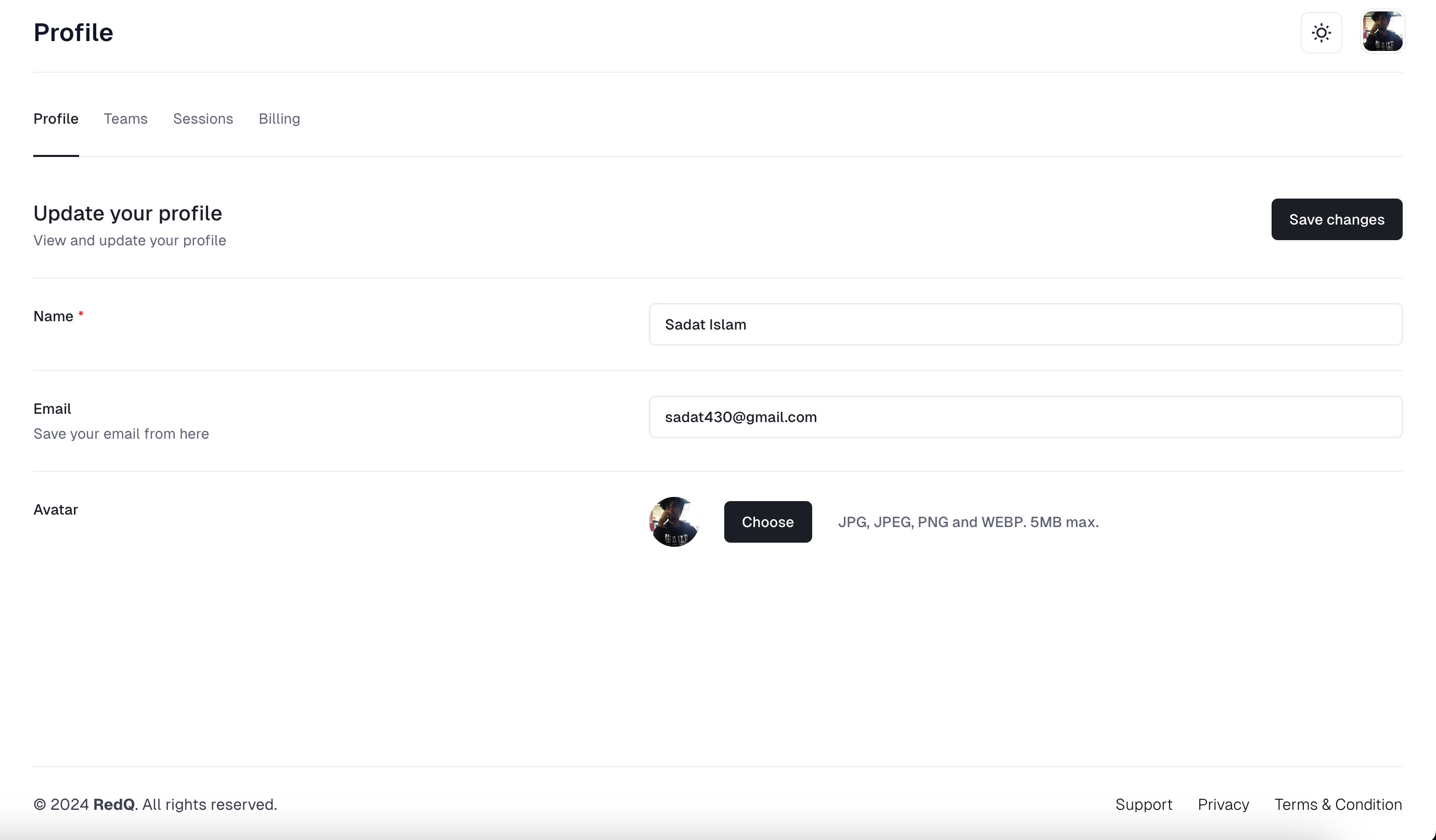 User Profile Settings Preview