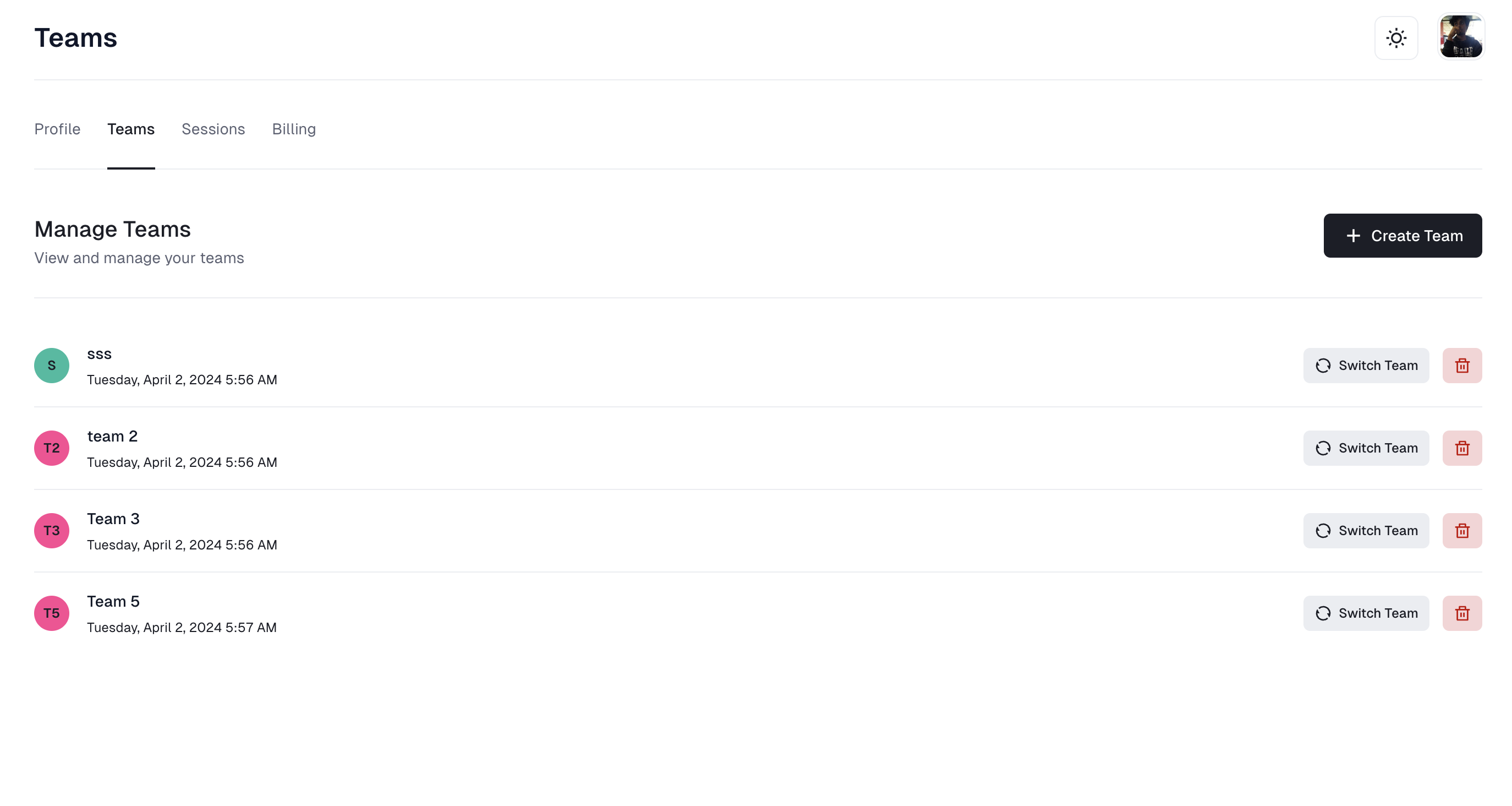 User Profile Settings Preview